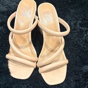 DV by Dolce Vita Nude Padded Triple-Strap Slide Heels